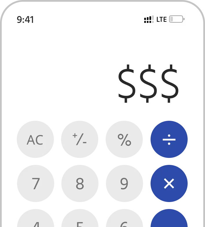 An image of a calculator on a phone screen